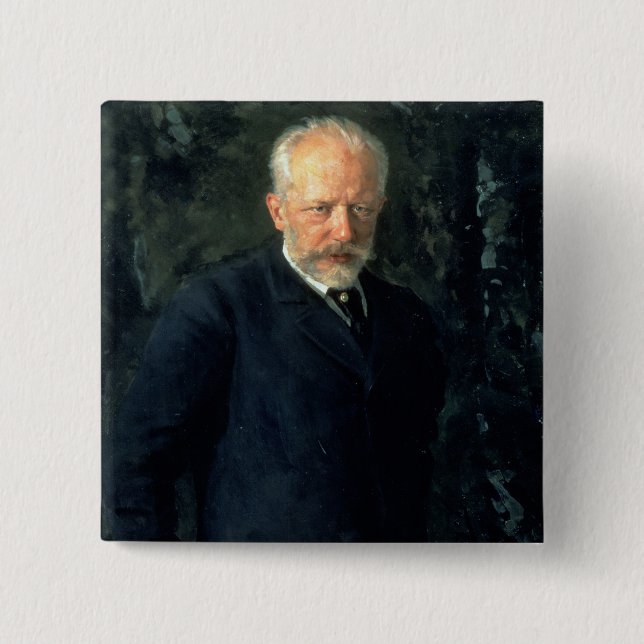 Portrait of Piotr Ilyich Tchaikovsky 15 Cm Square Badge (Front)