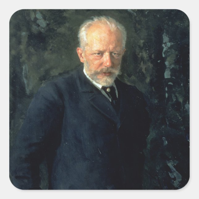Portrait of Piotr Ilyich Tchaikovsky Square Sticker (Front)