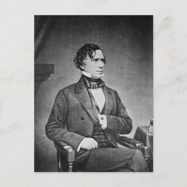 Portrait of President Franklin Pierce by M Brady Postcard (Front)