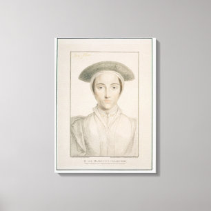 Portrait of Queen Anne of Cleves (1515-57) engrave Canvas Print