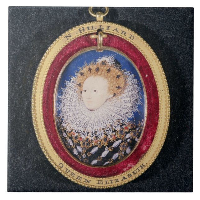 Portrait of Queen Elizabeth I (w/c on vellum) Tile (Front)