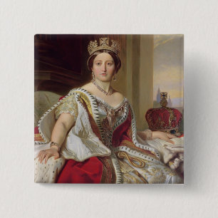 Portrait of Queen Victoria (1819-1901) 1859 (oil o 15 Cm Square Badge