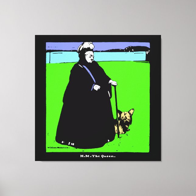 Portrait of Queen Victoria and Yorkie Dog Canvas Print (Front)