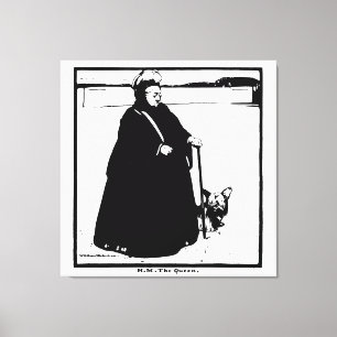 Portrait of Queen Victoria and Yorkie Dog Canvas Print