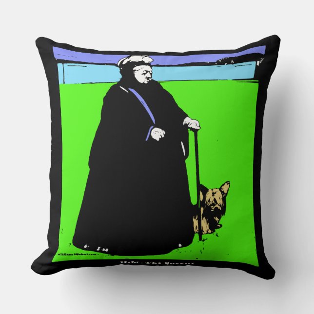 Portrait of Queen Victoria and Yorkie Dog Cushion (Front)