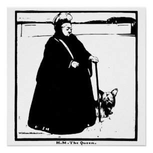 Portrait of Queen Victoria and Yorkie Dog Poster