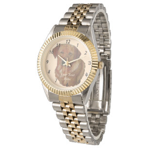 portrait of rare red golden labrador retriever dog watch