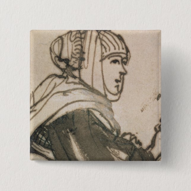 Portrait of Saskia, 1634 15 Cm Square Badge (Front)