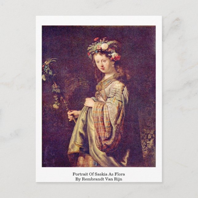 Portrait Of Saskia As Flora By Rembrandt Van Rijn Postcard (Front)