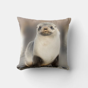 Portrait of Seal Pup on the Beach Cushion
