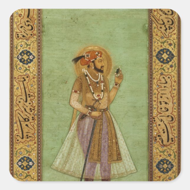 Portrait of Shah Jahan , 1631, Mughal Square Sticker (Front)