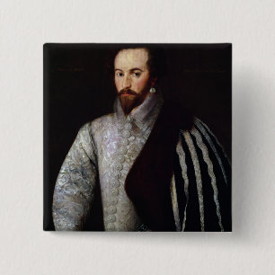 Portrait of Sir Walter Raleigh 1588 15 Cm Square Badge