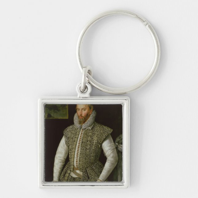 Portrait of Sir Walter Raleigh, 1598 Key Ring (Front)