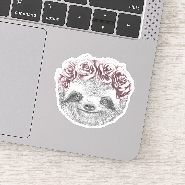 Portrait Of Sloth | Floral Head Wreath (Detail)