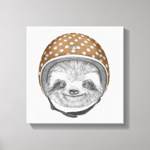 Portrait Of Sloth   Motorcycle Helmet Canvas Print