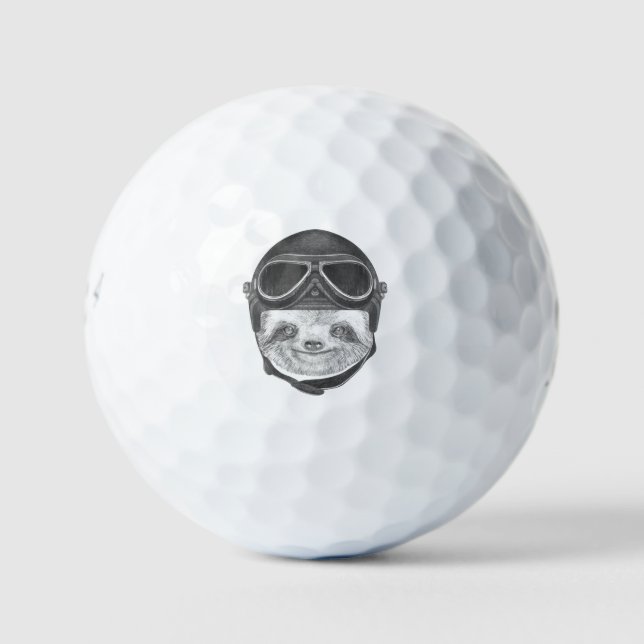 Portrait Of Sloth | Vintage Helmet Golf Balls (Front)