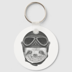 Portrait Of Sloth   Vintage Helmet Key Ring