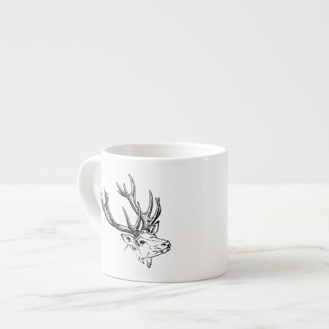 Portrait of Stag Deer Espresso Cup (Front Left)
