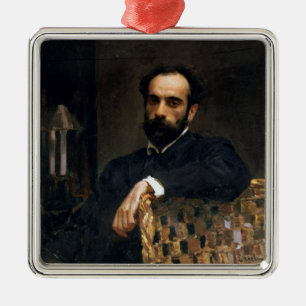 Portrait of the artist Isaak Ilyich Levitan Metal Tree Decoration