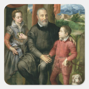 Portrait of the artist's family, Minerva Square Sticker