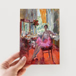 Portrait of the Ballerina Vera Trefilova | Korovin Postcard<br><div class="desc">Portrait of the Ballerina Vera Trefilova (1924) | Original artwork by Russian artist Konstantin Alexeevich Korovin (1861 -1939). The impressionist painting depicts a ballet dancer seated at her vanity in vibrant shades of pink and red. 

Use the design tools to add custom text or personalise the image.</div>