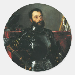 Portrait of the Duke of Urbino by Titian Classic Round Sticker