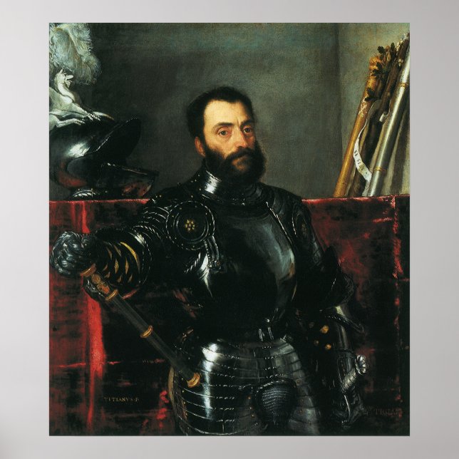 Portrait of the Duke of Urbino by Titian Poster (Front)