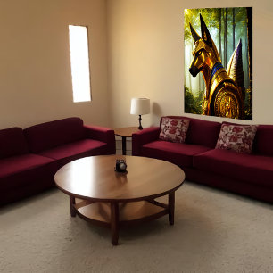 Portrait of the Egyptian God Anubis AI Art Poster