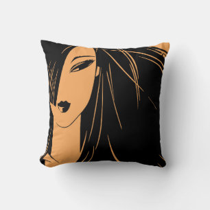 Portrait of the girl with dismissed hair cushion