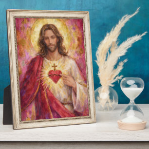 Portrait of the Lord Jesus Christ Chalk Drawing Plaque