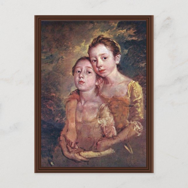 Portrait Of The Painter'S Daughters With A Cat Postcard (Front)