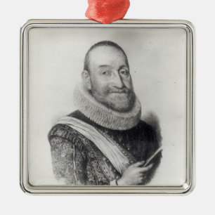 Portrait of Theodore Agrippa d'Aubigne Metal Tree Decoration