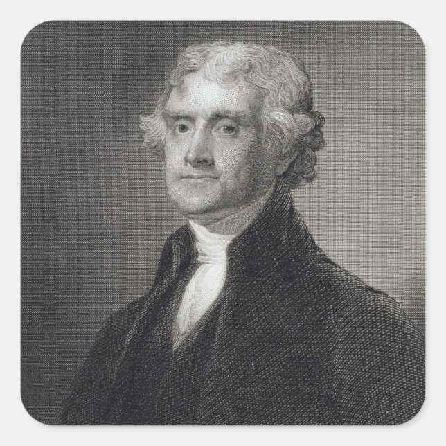 Portrait of Thomas Jefferson, engraved by Henry Br Square Sticker (Front)