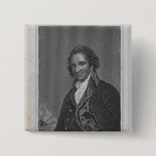 Portrait of Thomas Paine from Volume I 15 Cm Square Badge