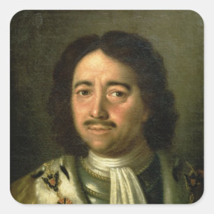 Portrait of Tsar Peter I the Great 1772 Square Sticker