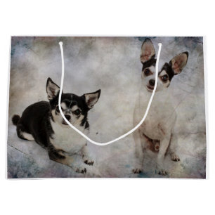 Portrait of two chihuahua's large gift bag