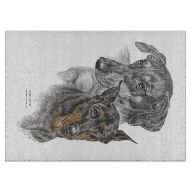 Portrait of Two Dobermans Cutting Board (Front)
