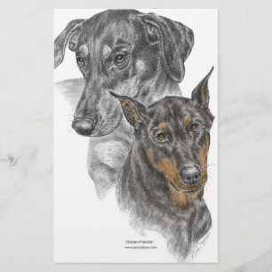 Portrait of Two Dobermans Stationery