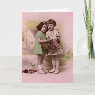 Portrait of Two Young French Girls Card