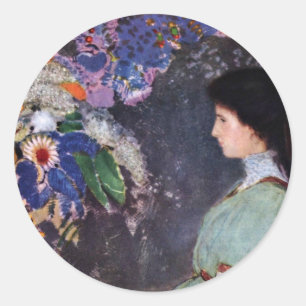 Portrait Of Violette Heymann By Odilon Redon Classic Round Sticker