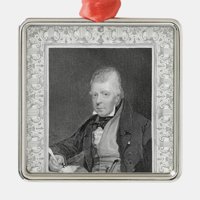 Portrait of Walter Scott Metal Tree Decoration (Front)