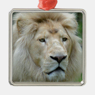 Portrait of white lion metal tree decoration