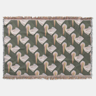 Portrait of white pelican throw blanket