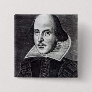 Portrait of William Shakespeare 15 Cm Square Badge