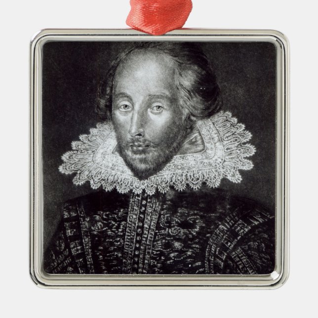 Portrait of William Shakespeare Metal Tree Decoration (Front)