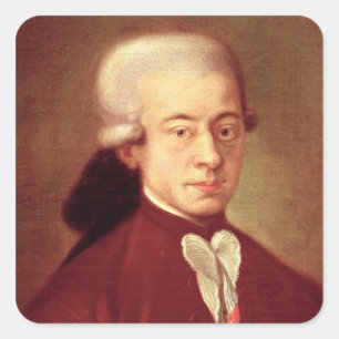 Portrait of Wolfgang Amadeus Mozart after 1770 Square Sticker