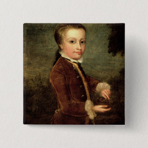 Portrait of Wolfgang Amadeus Mozart aged 15 Cm Square Badge