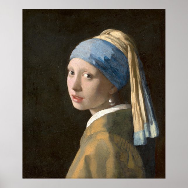 Portrait of Woman - 1665 Girl with a Pearl Earring Poster (Front)