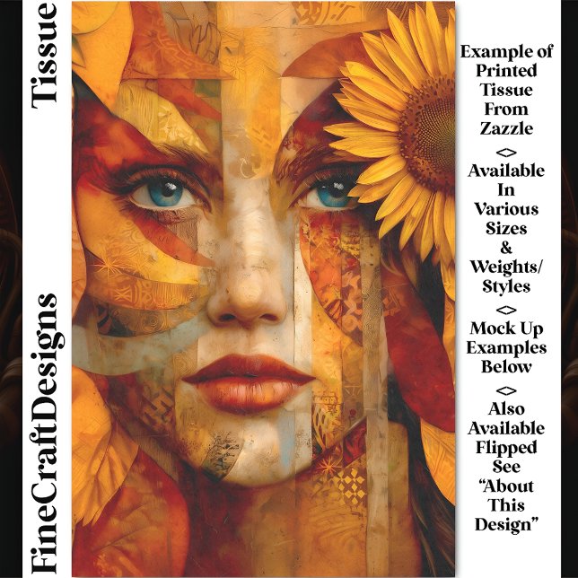 Portrait of Woman with Sunflower DS8R Decoupage Tissue Paper (Creator Uploaded)