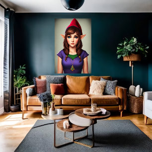 Portrait of women gnome elf hybrid   AI Art Poster